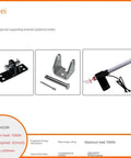 Beefed Up Heavy Duty DC Linear Actuator 850mm Stroke 6000N Max Thrust components with brackets and pins visible