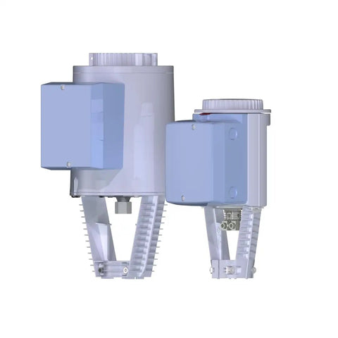 Electronic Hydraulic Valve Actuator With Built In Manual Adjuster And Led Position Gauge For Siemens Hkb60 Mkb60 side view showing detailed design and components.