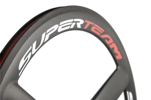56Mm Carbon Road Bike Tri Spoke Wheelset For Zippy Road Rides 700C Clincher Rim 23mm Wide Matte 3K Finish