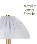 Acrylic shade of Cordless Gold Table Lamp for Home and Dining Rooms USB Rechargeable 12 Inch Brass LED Lamp with Built In Dimmer