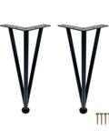 Two Pack 30cm Metal Hairpin Legs For Sofa Table And Cabinet Stainless Steel Black Modern Design Replacement Feet 11.8 Inches