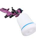 Pro-Level HVLP Spray Kit With 1.3mm Tip And 600ml Cup, featuring a purple spray gun and white cup for smooth cabinet coatings.