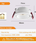 14 Pack White Led Retrofit Can Lights With No Fuss Anti Glare Baffle Trims view showing dimensions and specifications for downlight installation