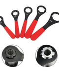 Heavy Duty ER Collet Wrench For ER16 ER20 ER25 ER32 ER40 CNC Spanner Tool Set with red handles, ideal for nut removal and chuck access.