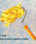 Heavy Duty 7 Inch Texture Paint Roller With Non Woven Pattern Grip For Wall Embossing Home Interior Decorating Projects Is A Total Game Changer To Deck Out Any Room showing yellow textured roller.
