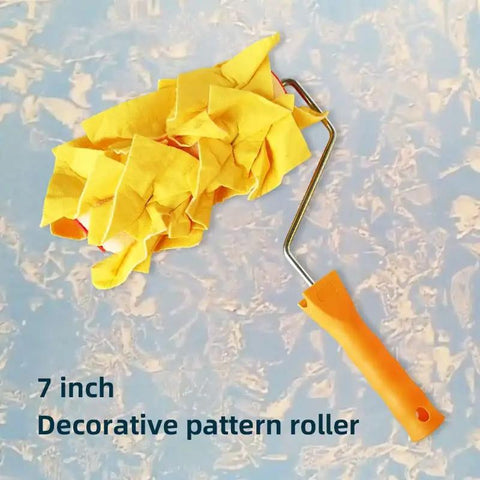 Heavy Duty 7 Inch Texture Paint Roller With Non Woven Pattern Grip For Wall Embossing Home Interior Decorating Projects Is A Total Game Changer To Deck Out Any Room showing yellow textured roller.