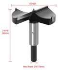 4 Inch Carbide Tipped Forstner Drill Bit For Hard Wood And Plastic Plywood, front view with size measurements