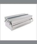 18 Inch Stainless Steel Portable Toolbox With Folding Cantilever Frame And Three Smooth Glide Trays side view