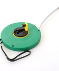 Heavy Duty Measuring Wheel With Rock Solid Steel Tape Roll, green 50m tape reel for outdoor measurements with curved handle.