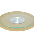 Round Tempered Glass Lazy Susan For Dining Table 31 to 43 Inch with smooth edges, large transparent turntable serving plate.