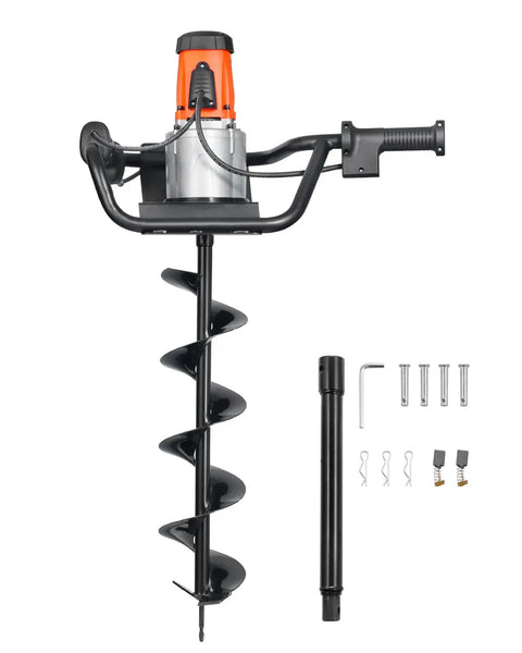 Powerful Electric Post Hole Digger With 1500W Motor 5.91 Inch Auger Bit 140 RPM Alloy Steel Drill for Deep Holes