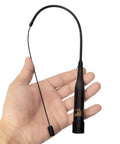 Tri Band VHF UHF Mobile Antenna For Ham Radios 137 174 180 260 400 480 MHz 100W 20 Inch Telescopic PL 259 UHF Male in hand
