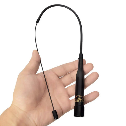 Tri Band VHF UHF Mobile Antenna For Ham Radios 137 174 180 260 400 480 MHz 100W 20 Inch Telescopic PL 259 UHF Male in hand