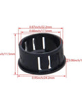 100 Pcs 22mm Snap Bushing Grommet Set SK22 Black Nylon Cable Hose Shield with dimensions shown, side angle view