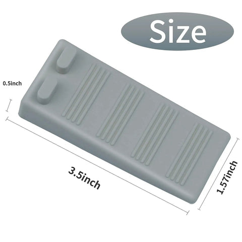 Gray slim door stopper wedge with non-scratch rubber, slip-resistant, size 3.5x1.5 inches, for home and office use.