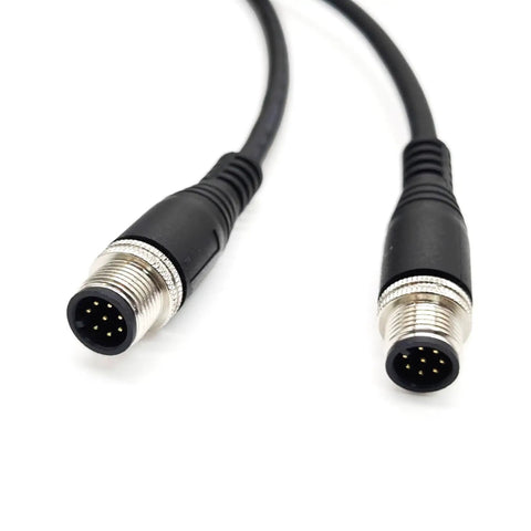 Heavy Duty M12 8 Pin Male To Male Connector Cable A Coding Straight Double Male IP67 Waterproof Fieldbus Sensor Cable 1 Meter AWG24 60V 4A