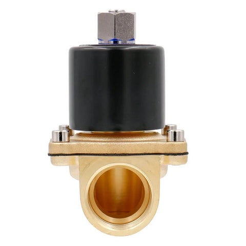 1 Inch Normally Open 2 Way Brass Electric Solenoid Valve For Water And Air, Direct Acting Wet Armature, Front View