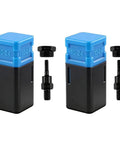 Heavy Duty Rivet Nut Tool Replacement Mandrel Featuring Metric And Sae Threads with two black-and-blue mandrels and metal bolts.