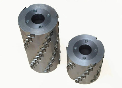 Heavy Duty Spiral Carbide Cutter Head For Wood Jointer Planer Molder Shaper, 80mm diameter, with replaceable knife rows.
