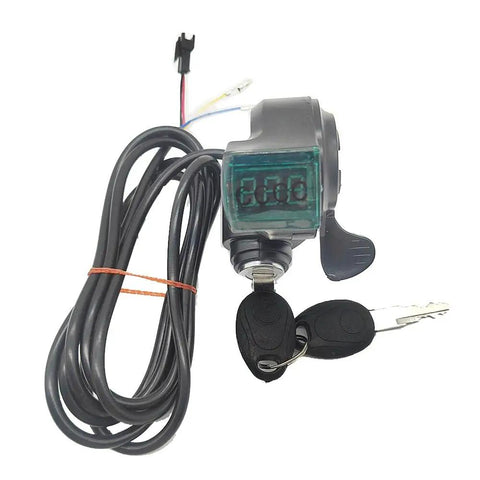 12V To 99V Electric Scooter Thumb Throttle Accelerator With LCD Display And Voltage Key Lock For E Bike And Scooter Easy Install Smooth Acceleration High Sensitivity Throttle Green LCD Readout