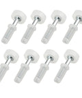 No Sweat Eight Piece Bifold Door Top Guide Roller Kit With Heavy Duty Stainless Steel Build For Slick Operation And Quick Room Divider Repair Upgrade - set of eight white plastic guide wheels and stainless steel screws