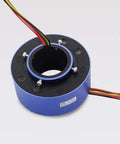 Beefy Through Hole Slip Ring 6 Wire 6 Channel Conductive Rotary Connector 10A 220VAC DC 50mm Hole 50 RPM AWG16 Silver Plated