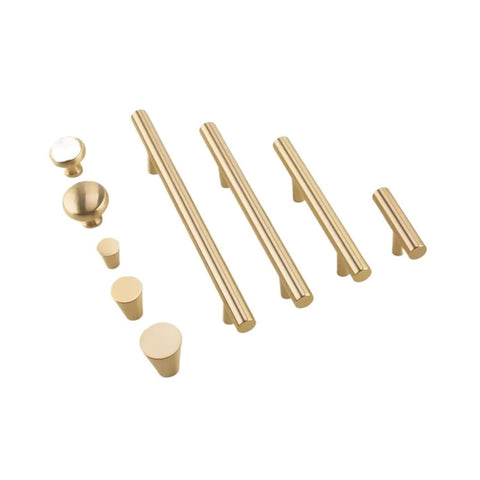 Gold Brass Cabinet Drawer Pull Handles For Cabinets And Furniture, Long Easy Grip Knobs With Classic Polished Finish, DIY Friendly Hardware