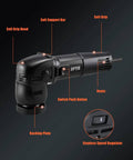 Compact 3 Inch Orbital Polisher With 10mm Orbit 780W Variable Speed Dual Action Ergonomic Grip Includes Polishing Pads Sanding Discs And Pad Conditioning Brush For Quick Easy Detailing, black with labeled features