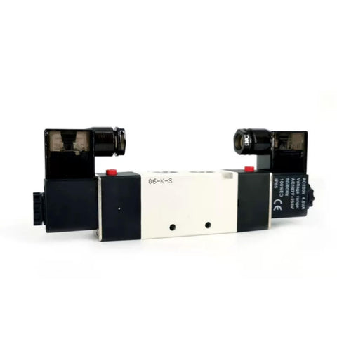 Beefy 5 Way 2 Position Double Solenoid Valve for Pneumatic Systems DC 12V 1 Quarter Inch PT Thread Internal Pilot Aluminum Alloy Valve