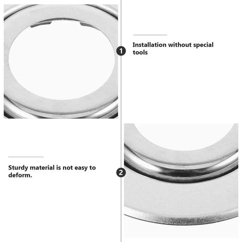 Heavy Duty Stainless Steel Double Disc Fire Sprinkler Cover Plates 20 Pack, close-up showing sturdy installation.