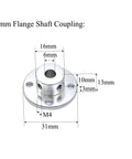 Front view of 6pcs 6mm aluminum flange shaft couplings with mounting hub for RC model motors