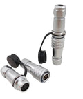 Beefy Metal Multi Pin Connector Kit With 2 3 4 5 6 7 9 Pin Male And Female Plugs For Power Equipment, Panel Mount SF12 Style, Easy Install, Durable Aluminum Housing, High Performance Industrial Connector. Metal multi-pin connector plugs with dust caps.