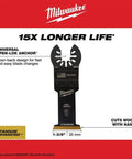 Pro Grade High Carbon Steel Reciprocator Blades Built Tough To Smash Through Wood Metal And Drywall 1-3/8 Inch image featuring universal open-lok anchor design.