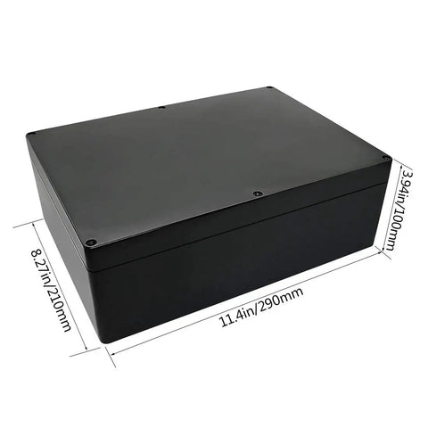 Pro Grade Abs Plastic Project Box Featuring IP65 Beat The Rain Seal For Garage Builds And Roofline Work Kickass Junction Housing in stealth black 11.4 x 8.3 x 3.9 inches.