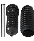 Steering Rack Boots Replacement Kit 5412012 5412013 For Polaris Ranger And RZR UTVs Including 500 570 700 800 900 1000 XP4 1000 From 2012 Through 2022 Beefed Up Fit, showing two black ribbed boots and four zip ties.