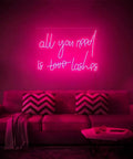 All You Need Is Lashes LED Neon Light Sign Pink 20 Inch For Wall Decor Custom Personalized Home Decor Gift For Women And Girls Birthday Wedding Christmas Living Room