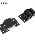 Sliding Cabinet Door Hardware Kit With Two Pairs Of ABS Single Wheel Furniture Rollers, Black Sliding Door Wheels