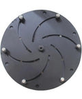M33 Wood Bowl Turning Chuck for Smooth Lathe Spinning, black steel with grooves and mounting holes for carpentry faceplate repair.