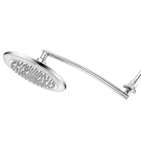 Color Changing LED Rainfall Shower Head 10 Inch With Water Powered Temperature Color Shift And 15 Inch Arch Height Adjustable Extension Arm In Chrome Finish For Overhead Coverage And A Dope Spa Vibe Shower Experience