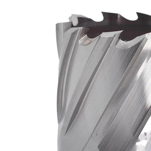 Close-up of silver OSCARBIDE annular cutter with 1-5/8 in cutting diameter