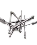 Premium 11 Piece Steel Torx Screwdriver Bit Set With Strong Magnetic Tips For T6 T7 Through T40 Sizes Perfect Heavy Duty Hand Tool Kit For Home Repairs And Auto Fixes Featuring High Hardness Long Lasting Performance. Steel Torx bits laid out on white background