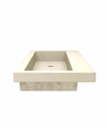 Top Tier 48 Inch Rectangular Concrete Bathroom Sink With Dual Drains And Ocean Finish Serving As A Heavy Duty Vessel Basin That Is A Total Game Changer For Bathrooms, showing front view.