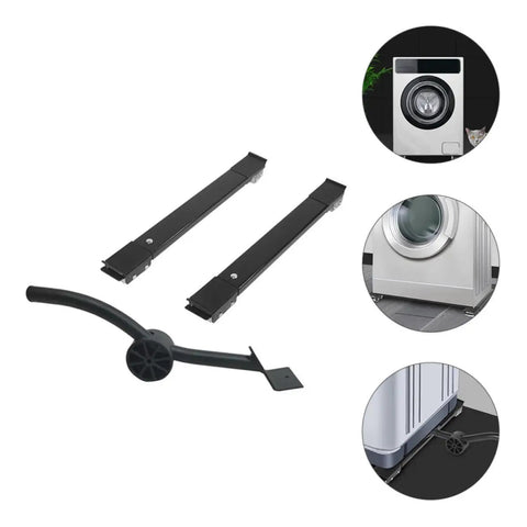 Premium Black Furniture Movers With Wheels And Heavy Duty Stainless Steel Sliders For Easy Washing Machine Relocation And Appliance Mobility Plus Sofa Lifting Kit with sliders and lift tool.