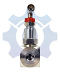 Front view of a Stainless Steel 316 Straight Needle Valve, 1/4 NPT Female Inlet And Outlet, Up To 6000 PSI, Two Port Heavy Duty Industrial Hydraulic Flow Control Valve