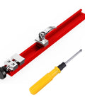 Aluminum Circular Saw Guide Rail With Double Locking System, Pro Grade Precision Adjustable Base For Woodworking shown with screwdriver