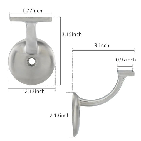 Stair Hand Rail Brackets Heavy Duty Satin Nickel Zinc Alloy Built To Last 330 Lb Per Bracket Support Dimensions Diagram