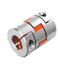 Heavy Duty Aluminum Plum Flexible Shaft Coupling with Durable Spider Jaws for High Torque CNC Applications, visible side view.