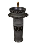 Retro Ceramic Vanity Wash Basin And Faucet Combo With Built In Soap Holder Scratch Resistant Low Splash Build That Provides Hassle Free Cleanup Every Time, featuring a unique black and white design.