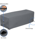 Rectangular Fire Pit Cover 48 Inch Long 25 Inch Wide 18 Inch High Heavy Duty Tough As Nails Waterproof 12 Oz PVC Coated Polyester All Weather UV Guard Gray
