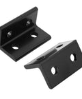Two black 90° L brackets with four holes, part of the 10 Pcs 4 Hole Inside Corner Bracket Kit For 2040 Aluminum Extrusion With 6mm Slot.
